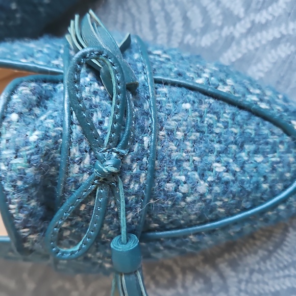 Lovely Teal Tweed Flats - Picture 2 of 5